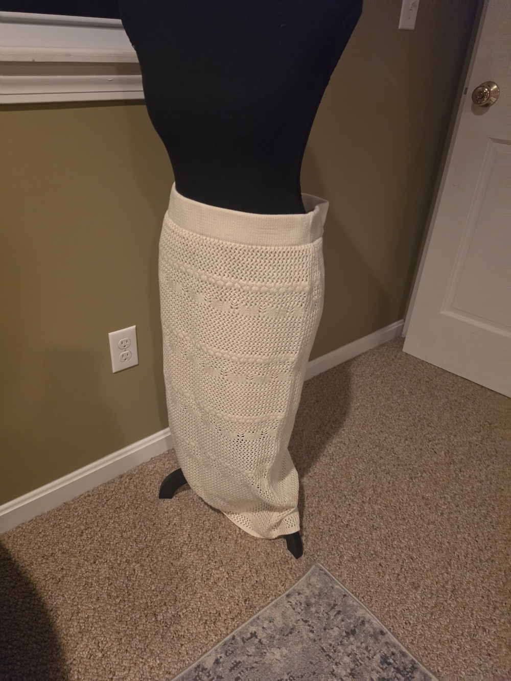 Haute Hippie Cream Open-Knit Maxi Skirt